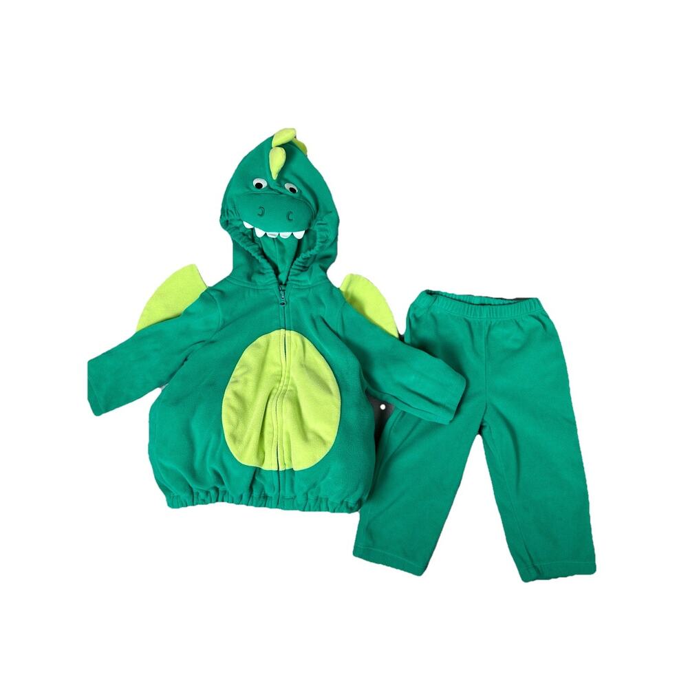 Carter's Green fleece dragon hoodie & pants costume 2 piece set Sz 12 mos